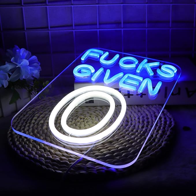 JFLLamp Zero Funks Given Neon Signs for Wall Decor Neon Lights for Bedroom Led Signs Suitable for Man Cave Living Room Taverns Bar Unique Gift for Lover, 5V USB Power 10.5 * 12Inch (Blue+White)