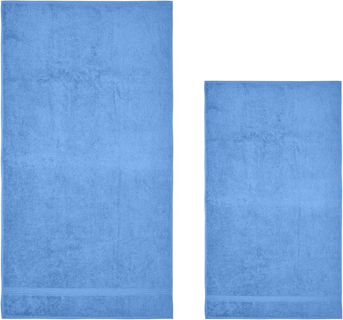 HOMELOVER 4 Piece Luxury Hand Towel Set - 100% Organic Cotton, 500 GSM, Hotel Quality, Highly Absorbent, Soft & Quick Drying Bathroom & Kitchen Towel for Face & Hand Washing (Sky Blue)