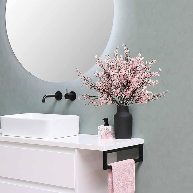 Uieke 15 Pcs Artificial Flowers Baby Breath Faux Artificial Gypsophila Bouquet Fake Silk Flowers Real Touch for Hotel Home Office Kitchen Bathroom Wedding Wall DIY Room Farmhouse Décor (Pink)