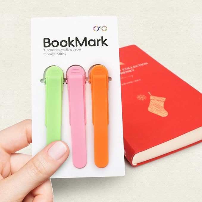 SMUK 3pcs Automatic Silicone Bookmark, Unique Bookmark Page Keeper for Reading Lovers Women Men Kids Teachers, Book Page Holder Markers Clip Book Marks Reading Accessories Gifts