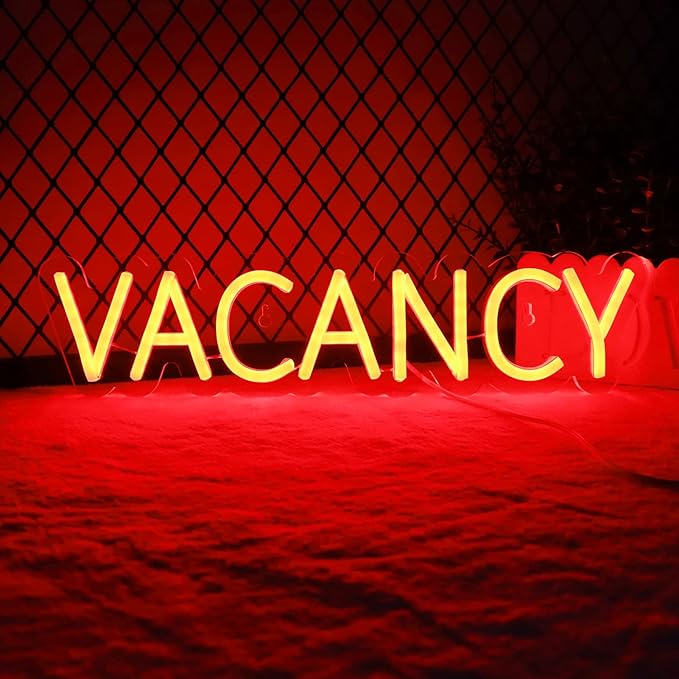 JFLLamp VACANCY Neon Signs for Wall Decor Neon Lights for Bedroom Led Business Signs Suitable for Hotels Christmas Birthday Party Gift Unique Gift for Lover, 5V Power Adapter, 16 * 3.7 Inch(Red)