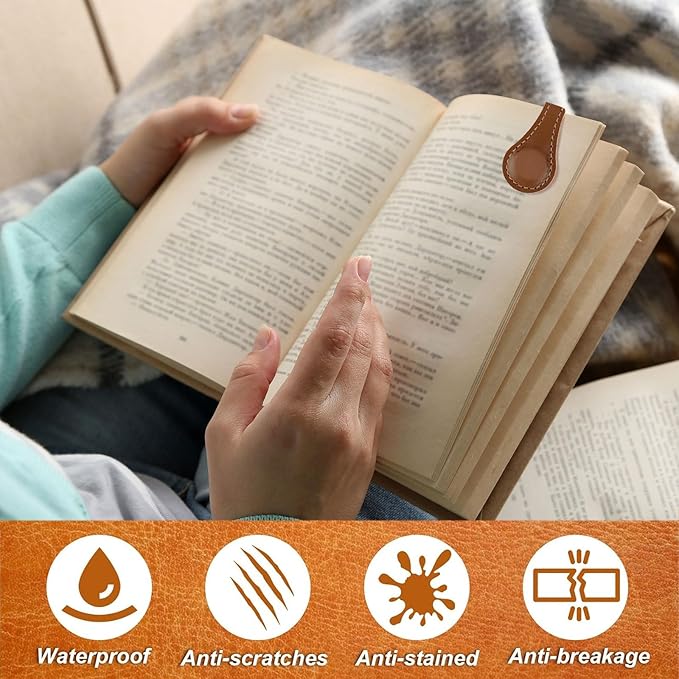 Personalized Leather Magnetic Bookmark With Double-Sided Page Markers, Clips and Buckles - Reading Supplies for Book Lovers (4 Pcs)