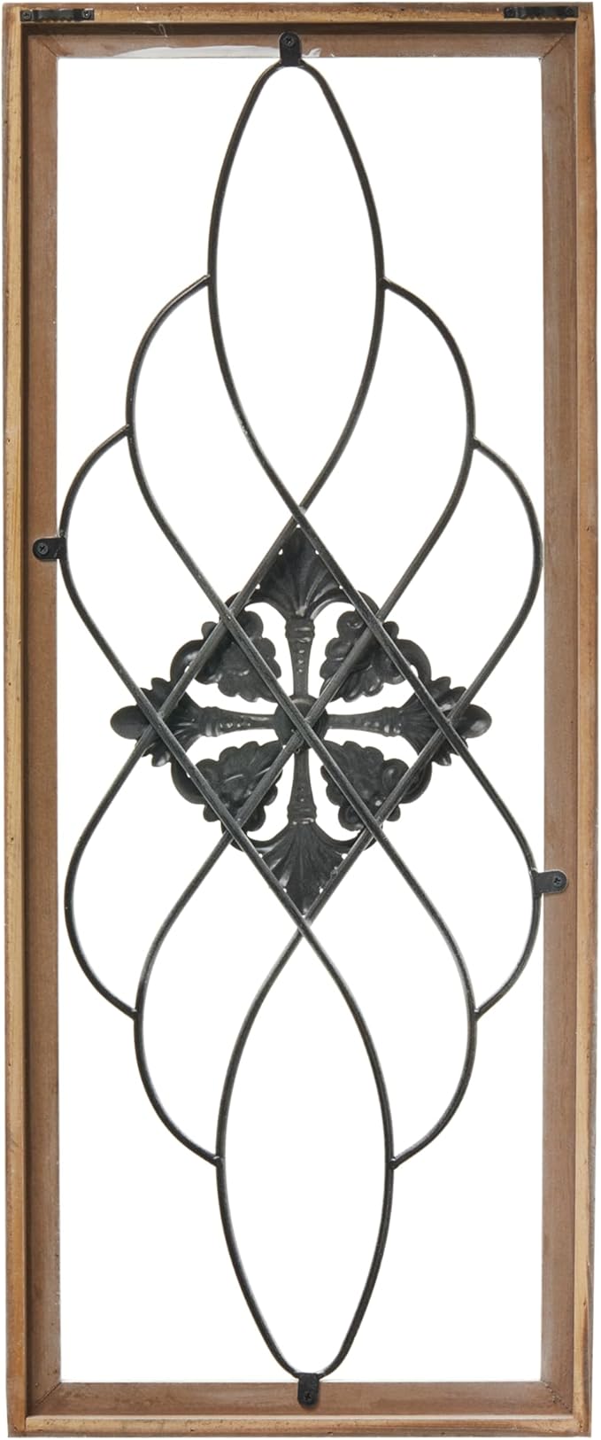 Sintosin Rustic Wood and Metal Wall Art Decor Living Room 14 x 35 Inch, Hanging Distressed White Decorative Vintage Wrought Iron Wall Decor for Living Room Entryway Hallway Bedroom Kitchen