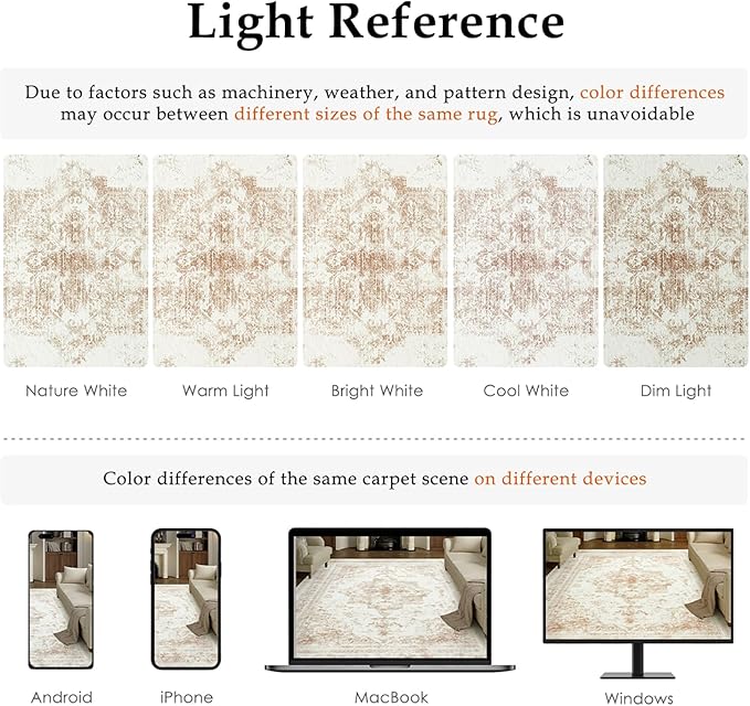 Runner Rug 3x7 Washable Beige Hallway Runner Vintage Boho Medallion Non Slip Distressed Retro Carpet Indoor Low Pile Long Soft Rug for Kitchen Entryway Bedroom Bathroom Laundry