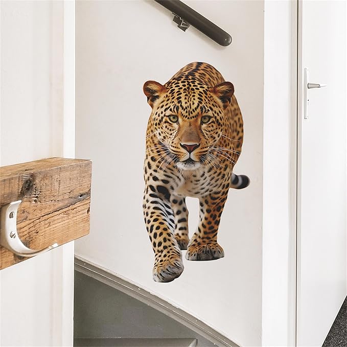 Lifelike Cheetah Wall Decal 3D Animals Wall Sticker Safari Wall Decor for Nursery Kid'sroom School Classroom Livingroom Bedroom Bathroom Decoration (Lifelike Cheetah)