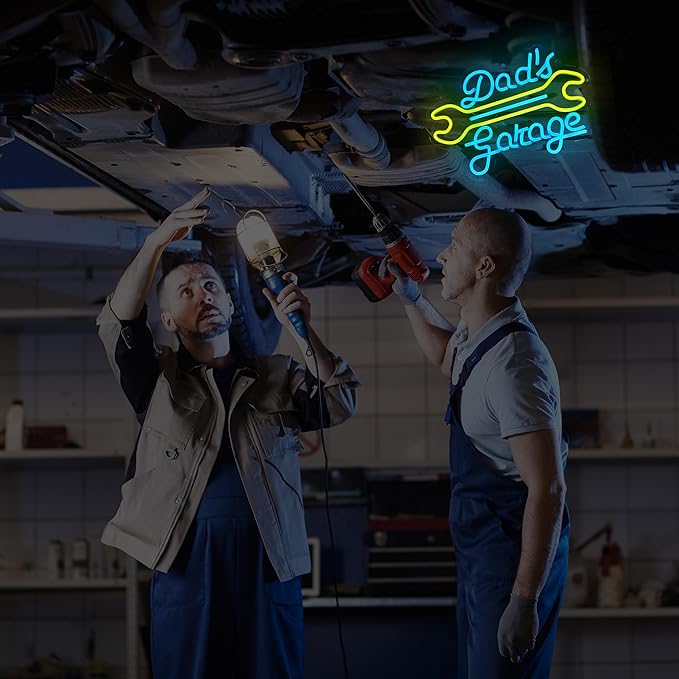 Garage Neon Sign for Wall Decor, Dad's Garage Led Neon Light Sign for Man Cave Auto Repair Shop Workshop Party Dad Birthday Gift