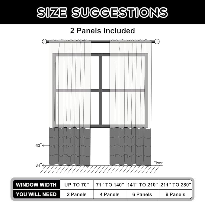 ASPMIZ Cotton Linen Farmhouse Curtains for Living Room, Boho Rustic Window Curtain Panels, Black with Grey Stripe Country Curtains for Bedroom, Back Tab Modern Drapes for Windows 52 x 84 Inch 2 Panels