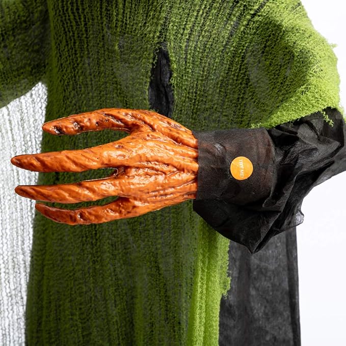 HollyHOME Animated Hanging Jack-O'-Lantern with Glowing Head and Creepy Sound Halloween Decorations Outdoor Haunted House Prop Decor 48 Inch