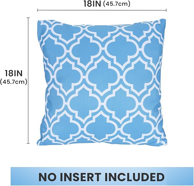 Eternal Beauty Set of 2 Outdoor Decorative Pillow Covers Waterproof Outdoor Pillow Covers for Spring Summer Patio Throw Pillows, 18X18 inches, Light Blue