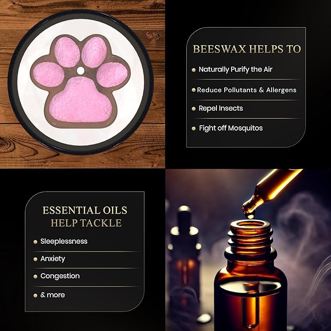 All Natural Scented Candle for Dog & Cat Lovers | Hand-Poured | Aromatherapy | Beeswax & Organic Soy Wax Blend | Essential Oils | 100% Beeswax Wick | Premium Gift Box Included | Paw Eucalyptus 4 oz