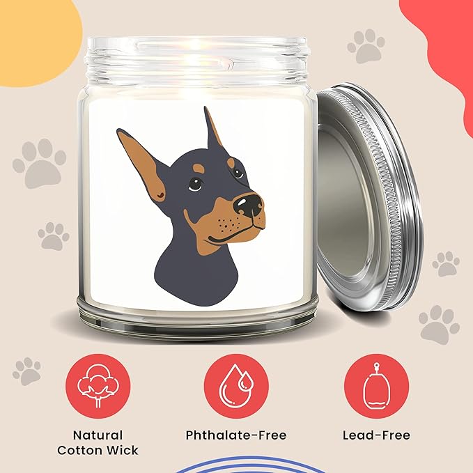 1OAK Lavender Scented Candles - Dog Mom Gifts for Women - Dog Candle - Made in USA (Doberman)