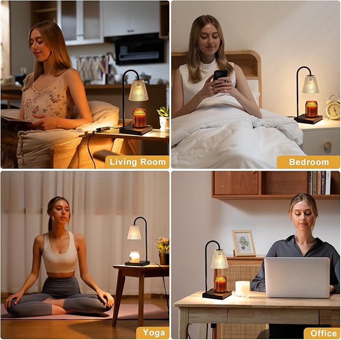 Hong-in Black Candle Warmer Lamp with Timer-Electric Candle Lamp Warmer,Dimmable Candle Warmers for Jar Candles,New Mom Gifts & Birthday Gifts for Women