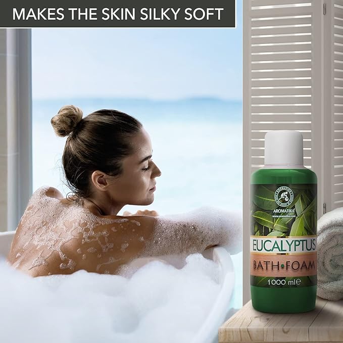 Bath Foam with Eucalyptus Essential Oil - 34 Fl Oz (1000ml) - Body Care - Good Sleep - Beauty - Bathing - Body Care - Wellness - Relax - Aromatherapy - Spa - Bubble Baths