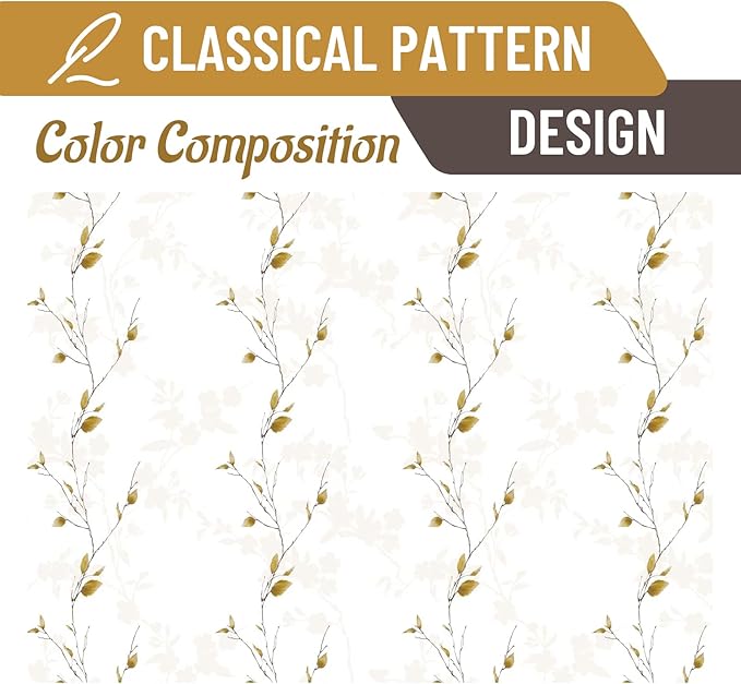 Joydeco Floral Curtains 108 Inches Long for Bedroom 2 Panels, Room Darkening Curtains Patterned Panels for Living Room with Grommet, 80% Blackout Leaf Printed Drapes(Leaf Brown-108)