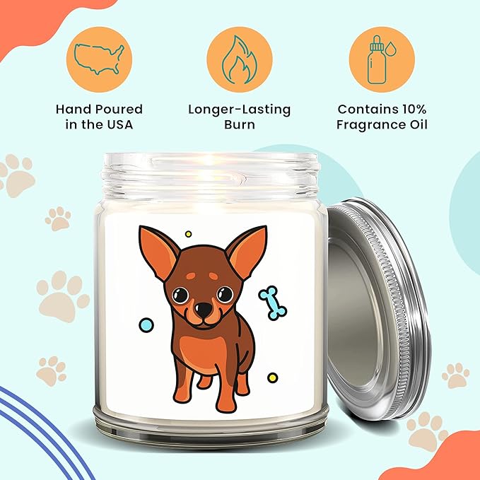 1OAK Lavender Scented Candles - Dog Mom Gifts for Women - Dog Candle - Made in USA (Chihuahua)