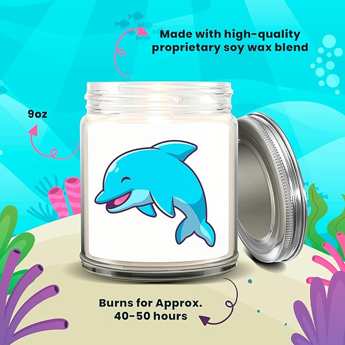 1OAK Lavender Scented Candles - Dolphin Candle - Dolphin Gifts for Women Adults - Made in USA