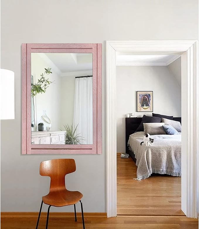 AAZZKANG Rectangle Mirror with Wood Framed Modern Farmhouse Hanging Wall Mirrors Decor for Bedroom Bathroom Living Room Home Entryway Large 28"x20"