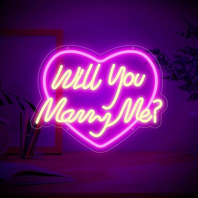 Will You Marry Me Neon Signs for Wall Decor, Marry Me Neon Lights Gift for Girls, Proposal Led Neon Sign for Wedding Party Birthday Gift