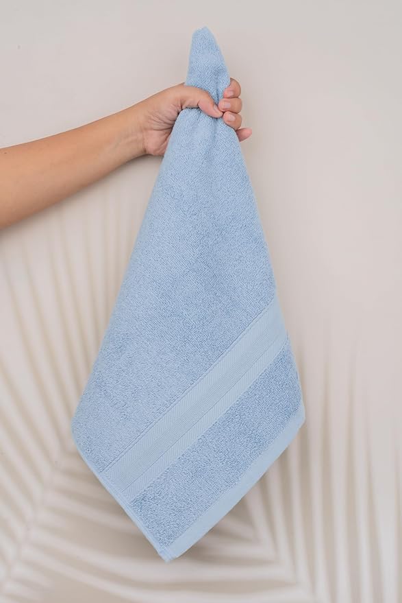 Quick-Dry, Soft & High Absorbent Washcloths Towels 13"x13" Cotton Turkish Bath Towel Set of 4 | Daily Use 100% Cotton Towels for Bathroom, Gym & More | Bathroom Towels Set (4 Pcs, Blue)