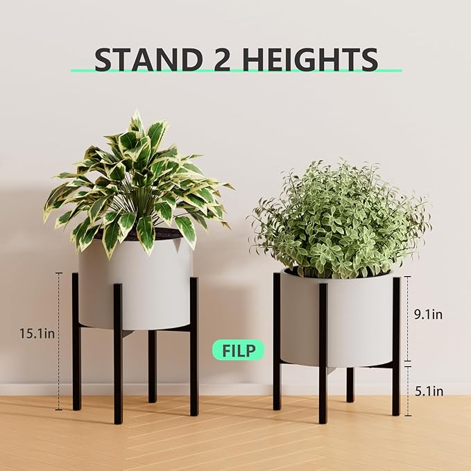 Urban Deco Adjustable Metal Plant Stand Outdoor & Indoor Planter With Stand Fits for 8-14 Inch Plant Holder Mid Century Modern Flower Stand Corner Outdoor Plant Stands for Patio