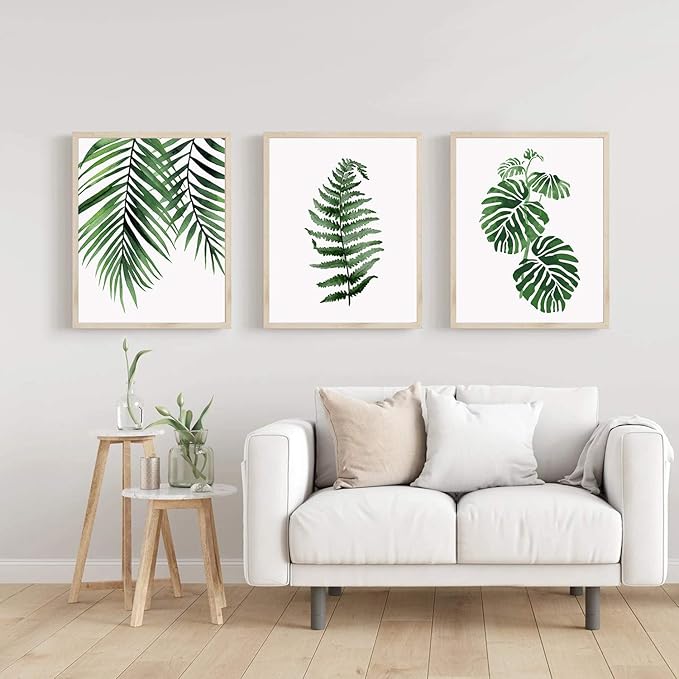 HoozGee Green Botanical Wall Art Print Set of 6 Natural Plant Leaves Home Decor Boho Leaf Bathroom Wall Art Canvas Plant Posters Leaf Art Prints Poster Set Room Decor (8"x10" UNFRAMED)