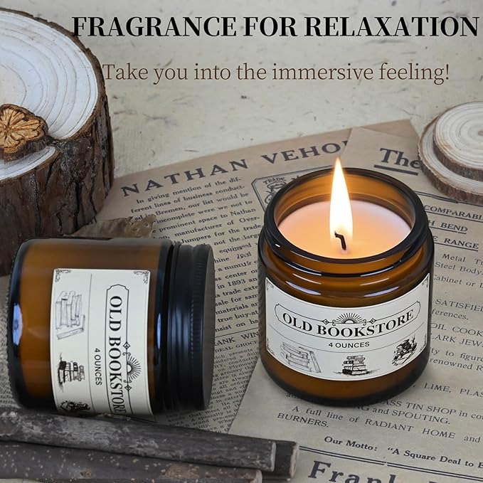 Old Bookstore Candle,Book Lovers Gifts,4 oz 20 Hours Burn Soy Wax Candle Gift for Readers Birthday Gifts for Book Lovers,Librarian