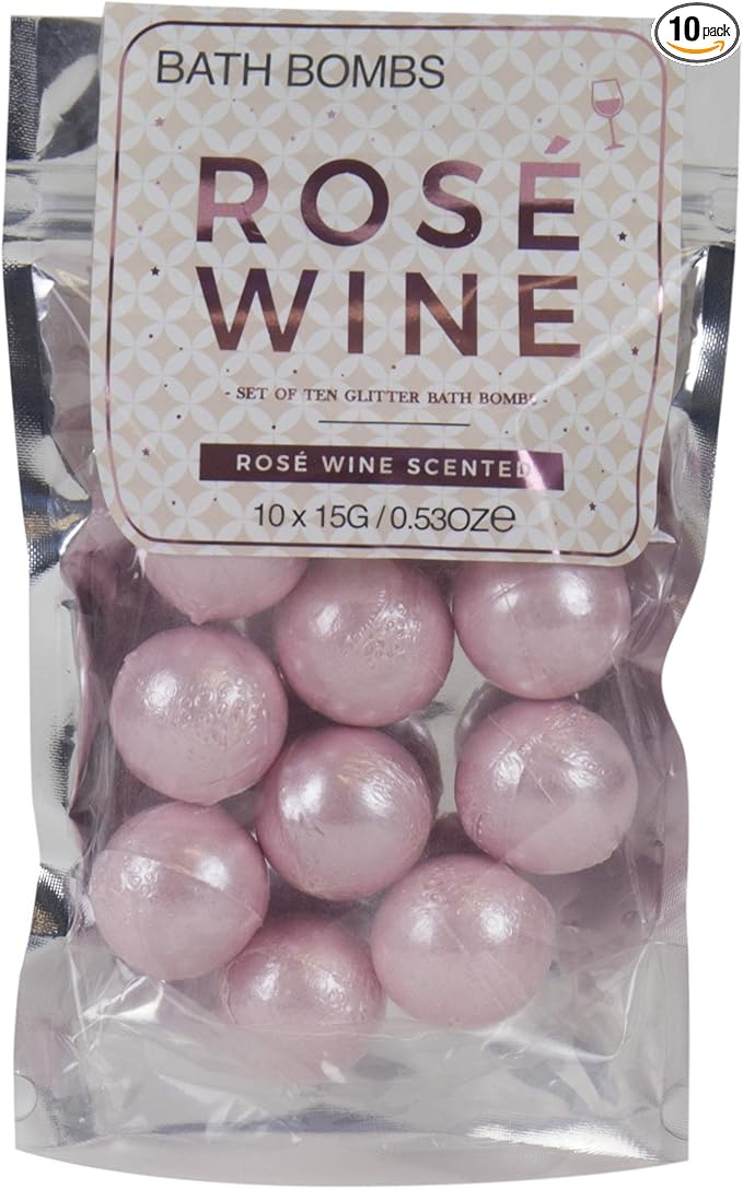 Gift Republic Rosé Scented Bath Bombs Pink Sparkly Mini Bath Fizzies Pampering Gift for Women Mother's Day Birthday Teachers Gift Christmas Pack of 10