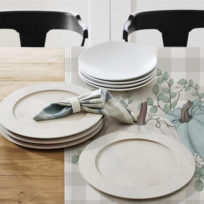 Artoid Mode Blue Pumpkins Fall Placemats, 24x36 Inch Extra Large Table Mats for Kitchen Countertop Protector Dining Decoration