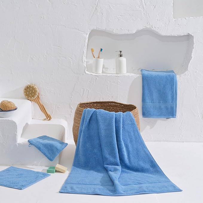 HOMELOVER 6 Piece Towel Set - 100% Organic Cotton 2 Bath Towels & 4 Hand Towels - 500 GSM, Hotel & Spa Quality, Soft, Quick Dry, Highly Absorbent Bathroom Essentials (Sky Blue)