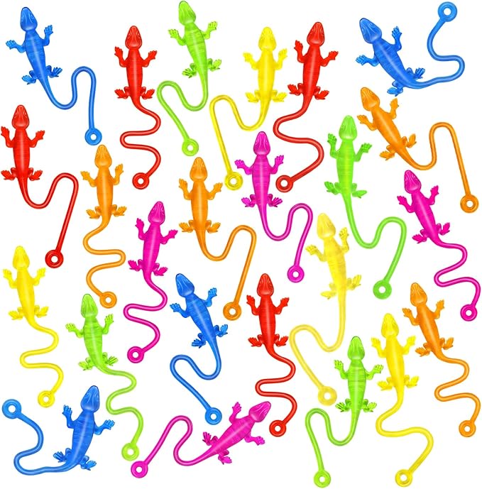 24PCS Stretchy Sticky Lizards, Rubbery Lizards Toys for Kids, Colorful Sticky Geckos for Party Favors Goodie Bags Stuffers Pinata Filler, Reptile Toys for Children Gift Students Rewards