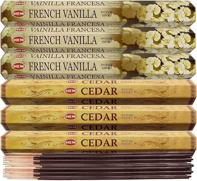 TRUMIRI French Vanilla & Cedar Incense Sticks Bundle - 6 Sets of 20 Sticks Each, 120 Count