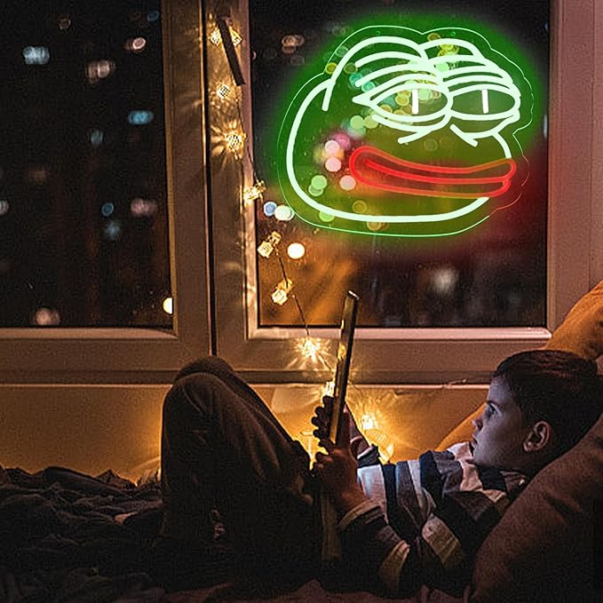 Sad Pepe Frog Neon Signs, Funny Frog Neon Light, LED Neon Signs for Wall Decor, Led Sign Animal Shaped Neon Lamp For Bar Garage Club Kids Room Decor