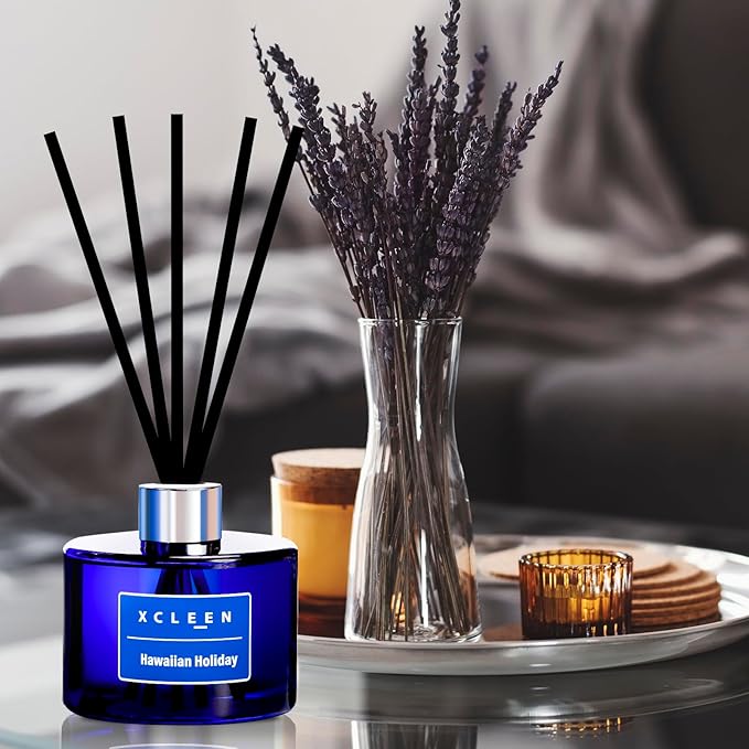 Reed Diffuser Set, 6.7 Oz Hawaiian Holiday Scented Reed Diffuser, Home Fragrance Oil Diffuser with Sticks, Great Air Fresheners for Bathroom