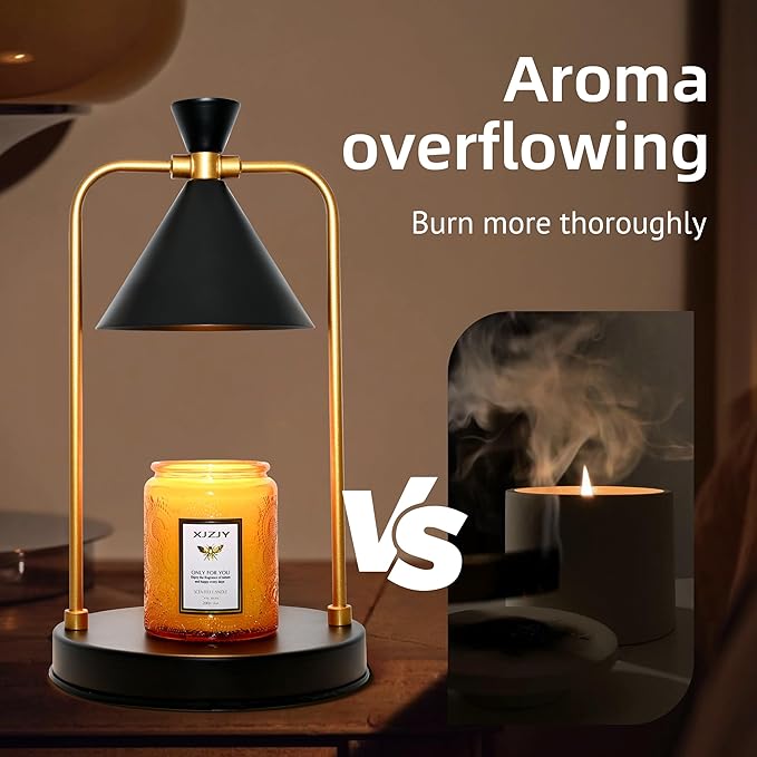 Candle Warmer Lamp with Timer Dimmer,Electric Candle Wax Warmer,Candle Lamp with Large Base for Scented Jar Candles,Gifts for Mom Women,House Warming Gifts for New Home Decor,Black
