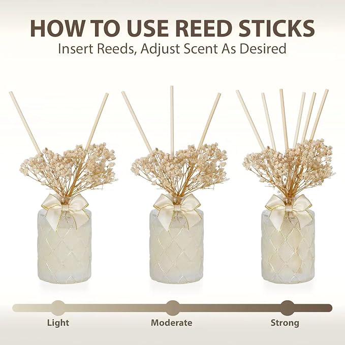 UCC Premium Reed Diffuser Set with Preserved Flower Reed Sticks, 6.76 fl oz Highly Scented Room Diffuser Home Fragrance Essential Oil Reed Diffuser for Bedroom Bathroom Home Décor Office