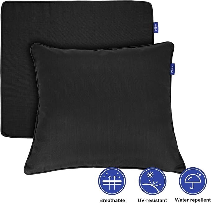 Deep Seat Cushions, Outdoor Cushions, Patio Furniture Cushions, Deep Seat & Back Cushion Patio Cushions with Rmoveable Cover for Backyard Couch Sofa Fade Resistant (22x24x4 in, Solid Black)