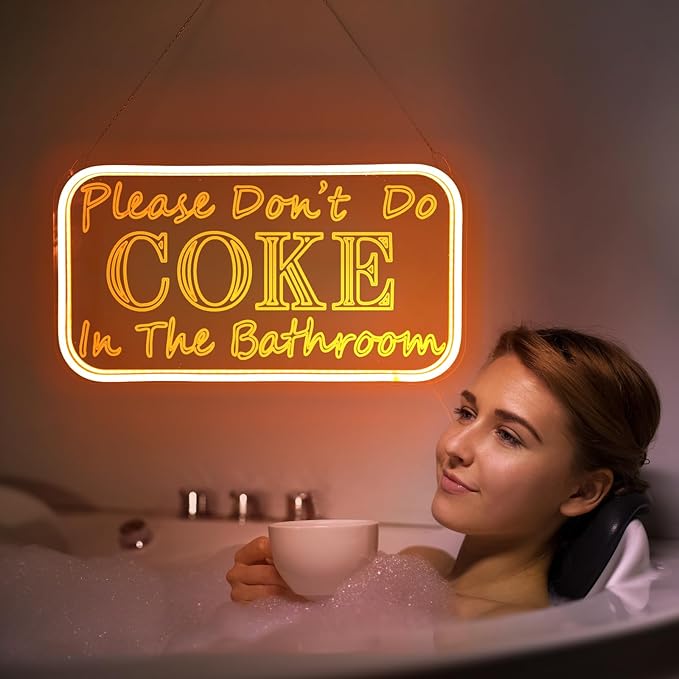 Please Don 't Do Coke in The Bathroom Neon Sign for Wall Decor, Neon Light Sign With Adjustable Brightness, Light Up Sign for Party Decor, Bathroom, Halloween Funny Neon Signs