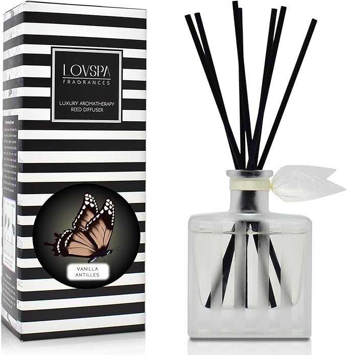 LOVSPA Vanilla Antilles Reed Diffuser Set - Vanilla Absolute & Patchouli Scent Diffuser for Home - Non-Toxic Oil Reed Diffuser - Made in The USA