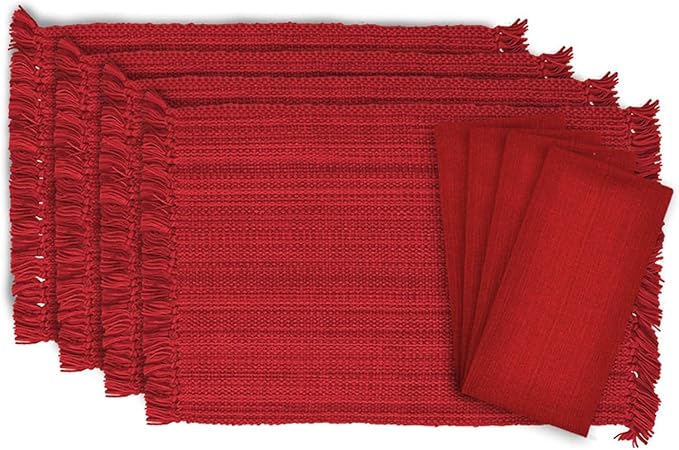 DII Variegated Tabletop Collection, Dining Set, Tango Red, 8 Piece