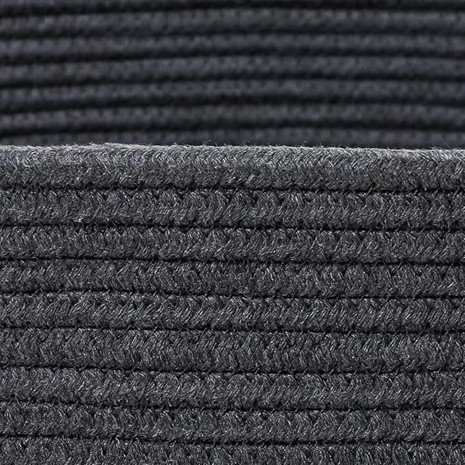 24" x 24" x 17" Max Size Large Cotton Rope Basket, Extra Large Storage Basket, Woven Laundry Hamper, Cloth Storage Bin, for Blankets Clothes Towels Pillows in Living Room, All Dark Grey