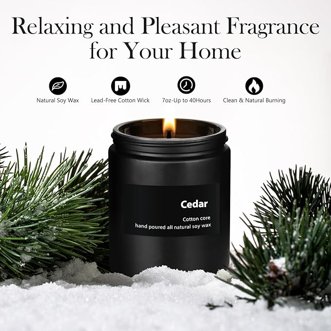 Scented Candles,Candles for Men,7oz Cedar Candle,Long Lasting with 40H Burn Time,Aromatherapy Candle for Home.