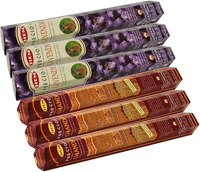 Precious Lavender Incense Sticks and Precious Chandan Sandalwood Incense Sticks with Incense Holder Bundle for Spiritual Décor and Home Fragrance