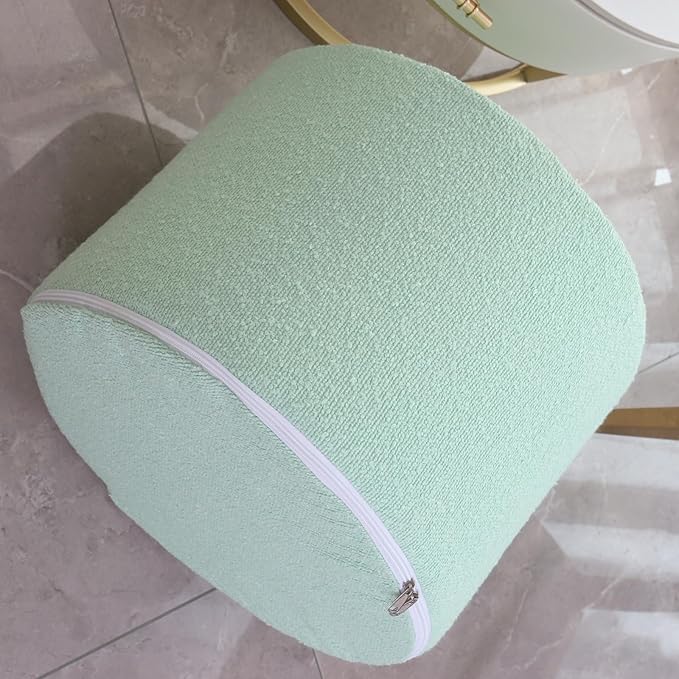 Asuprui Supportive Boucle Pouf Ottoman and Foot Rest Elevate Your Living Room Decor with Lightweight Pouf Filler Modern Foam Stuffed Poof Perfect to Rest Your Feet Sage Green