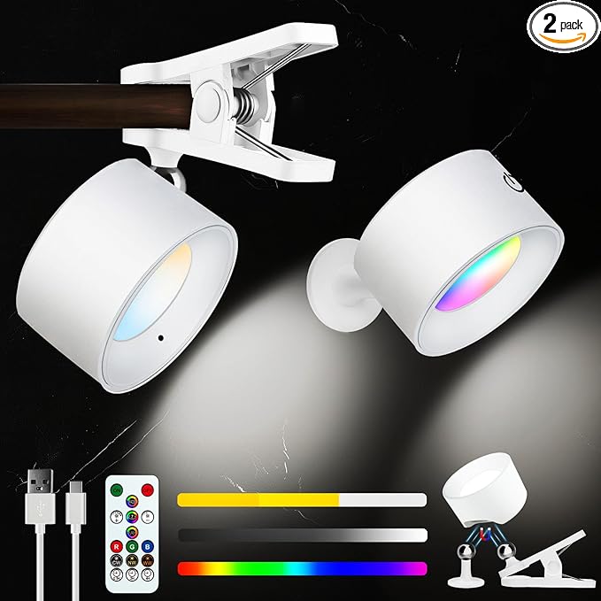 Adetu LED Wall Sconces 2 Pcs with Remote, Wall Mounted Lights Rechargeable Battery Operated, 3 Color Temperatures & Dimmable Wall Lamp Magnetic 360° Rotation Wireless Light for Reading Bedside