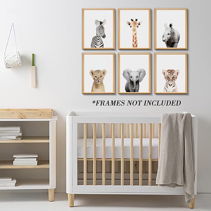 Nursery Baby Room Wall Art Decor, Jungle Nursery Baby Animals Nursery Decorations, Cute Nursery Safari Decor Baby Bedroom Decorate(8"x10", UNFRAMED)(Jungle)