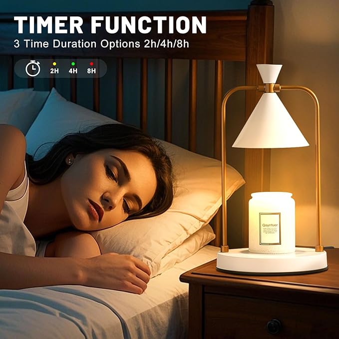 Candle Warmer Lamp with Timer Dimmer, Birthday Gifts for Women Mom, House Warming Gifts New Home Room Decor, Plug-in Operated Wax Melt Warmer for Scented Jar Candles with 2 Bulbs