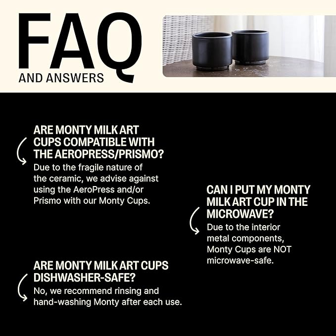 Fellow Monty Milk Art Cups - Double Wall Ceramic Latte Mug, Matte White with Copper Base, 11 oz Cup, 1 Count (Pack of 1)