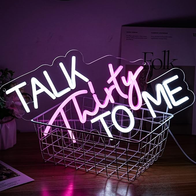 Talk Thirty to Me Neon Sign for Wall Decor Thirty Neon Light Letter Led Neon Signs Birthday Led Neon Light for 30th Birthday Bar Club Hotel Decoration