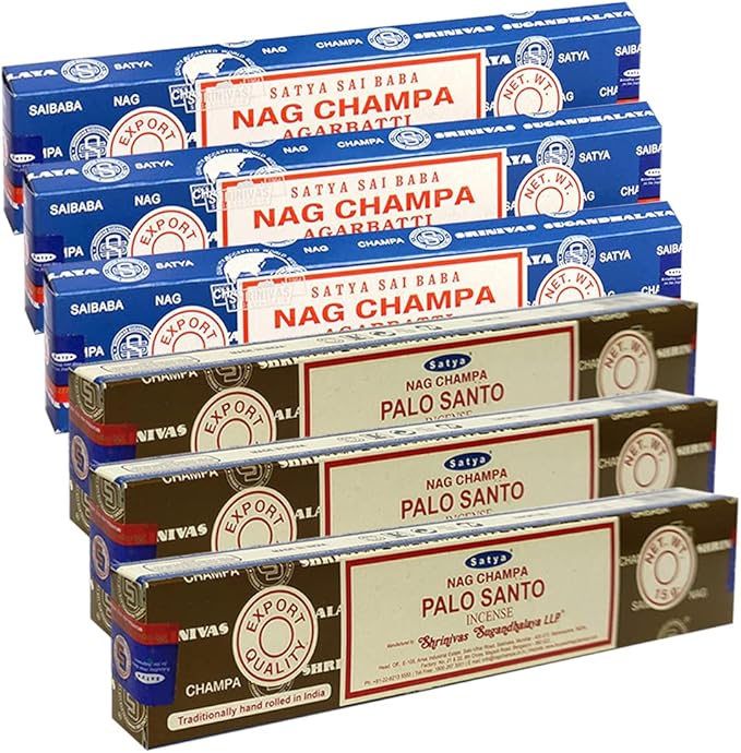 Nag Champa Palo Santo Incense Sticks & Holder Bundle Variety Pack from House of Satya Incense Sticks and Trumiri