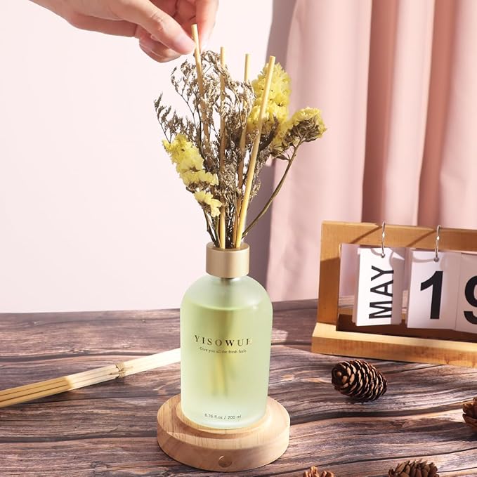 Reed Diffuser - Grapefruit & Osmanthus 6.76oz(200ml) 2 Packs Flower Essential Oil Reed Diffuser Set with 16 Sticks - Long Lasting Fragrance for Home Bedroom Bathroom Room Shelf Decor